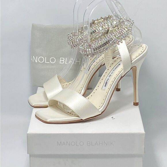 Manolo Blahnik Parinasan 105 Embellished Sandals size 37 - Picture 10 of 12